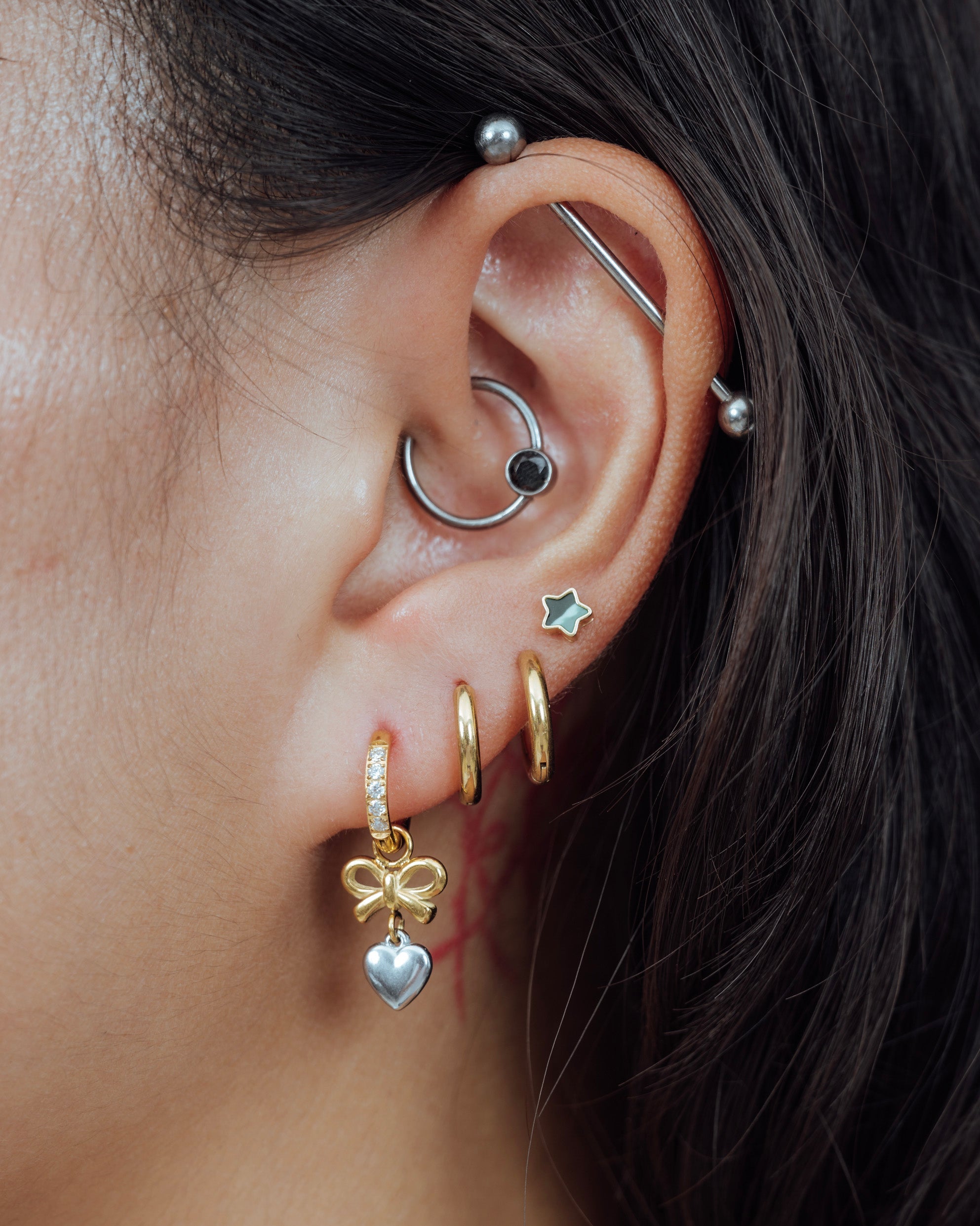 Two Toned Ribbon Heart Charm