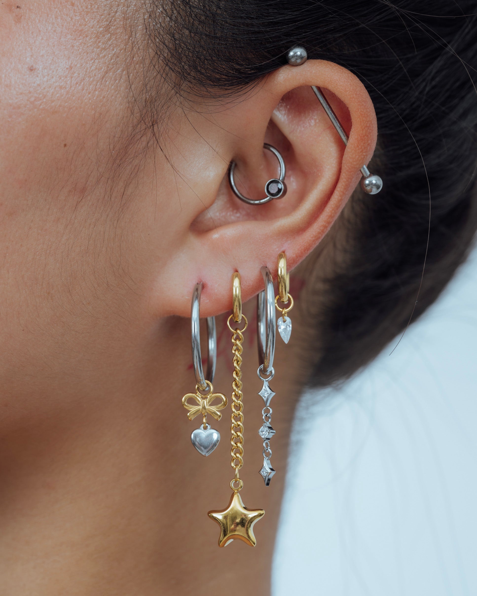 Two Toned Ribbon Heart Charm